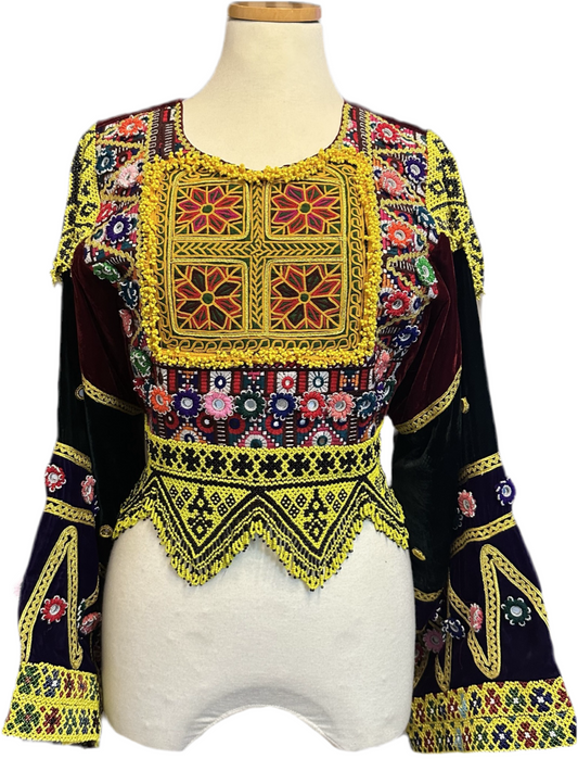 Traditionelle Afghanische Handbestickte Bluse mit Floralem Muster